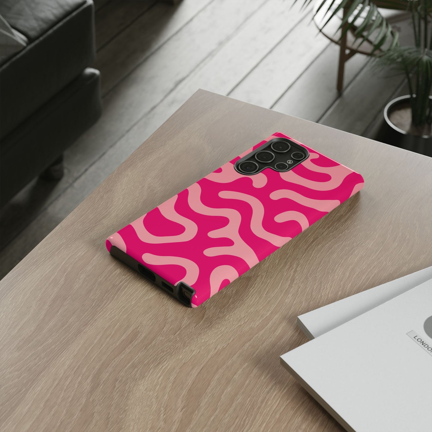 pink squiggle tough phone case