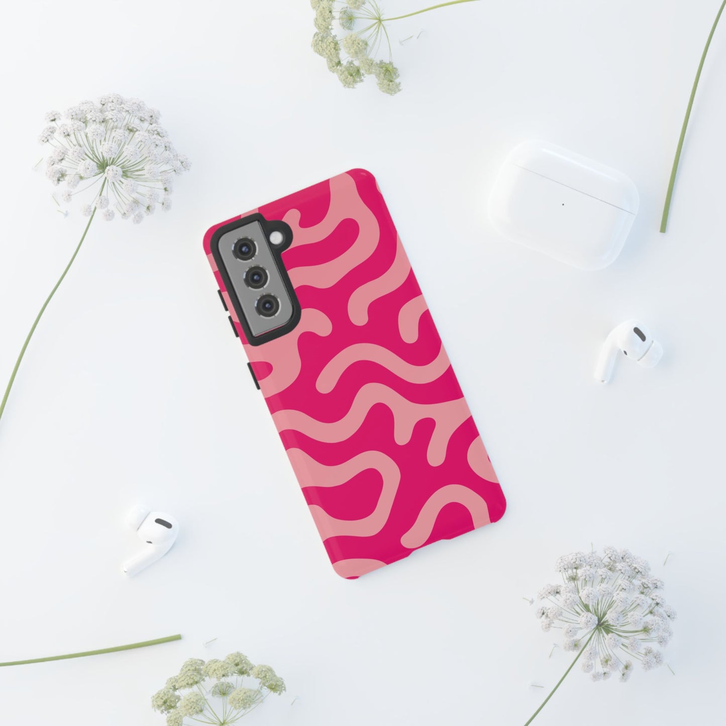 pink squiggle tough phone case