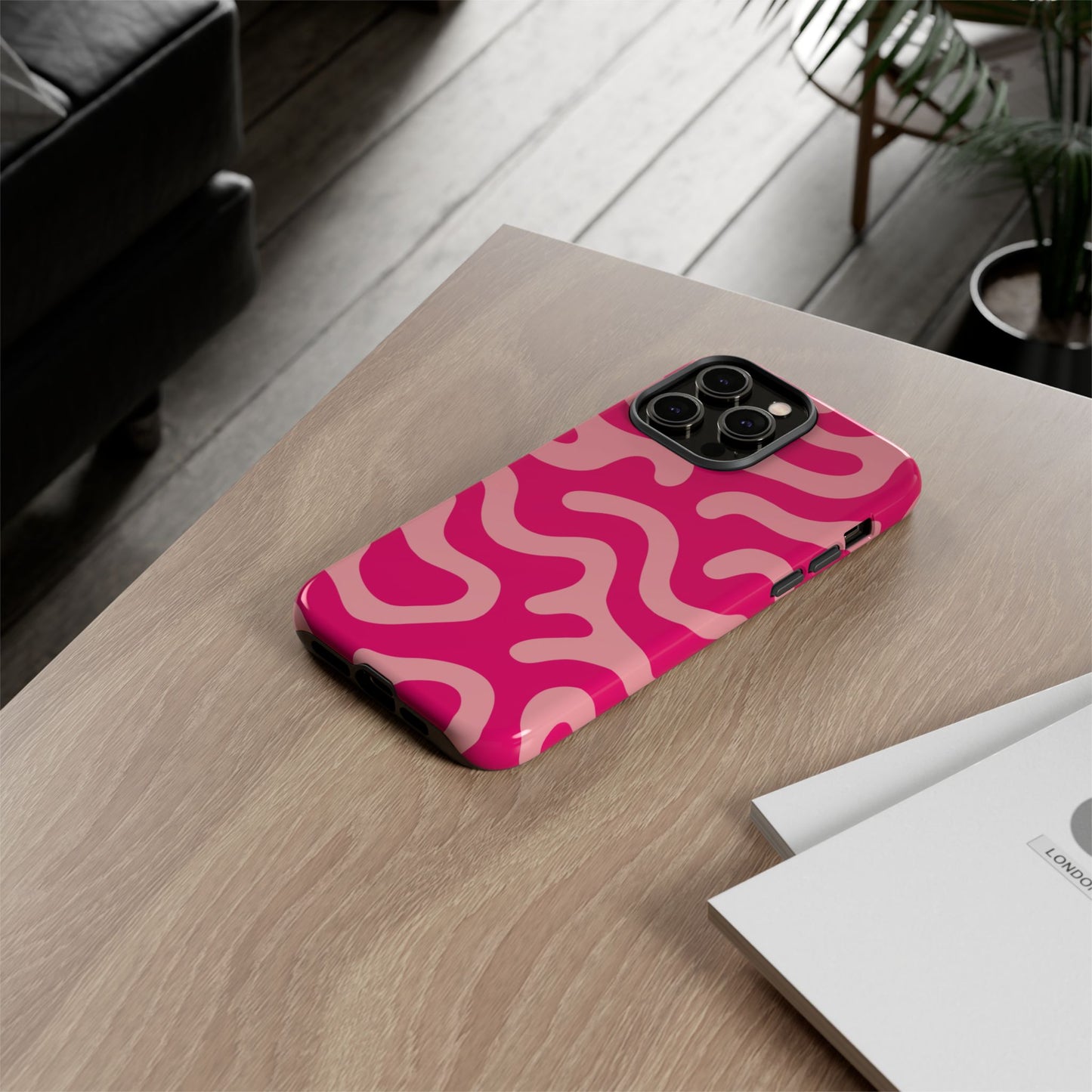 pink squiggle tough phone case