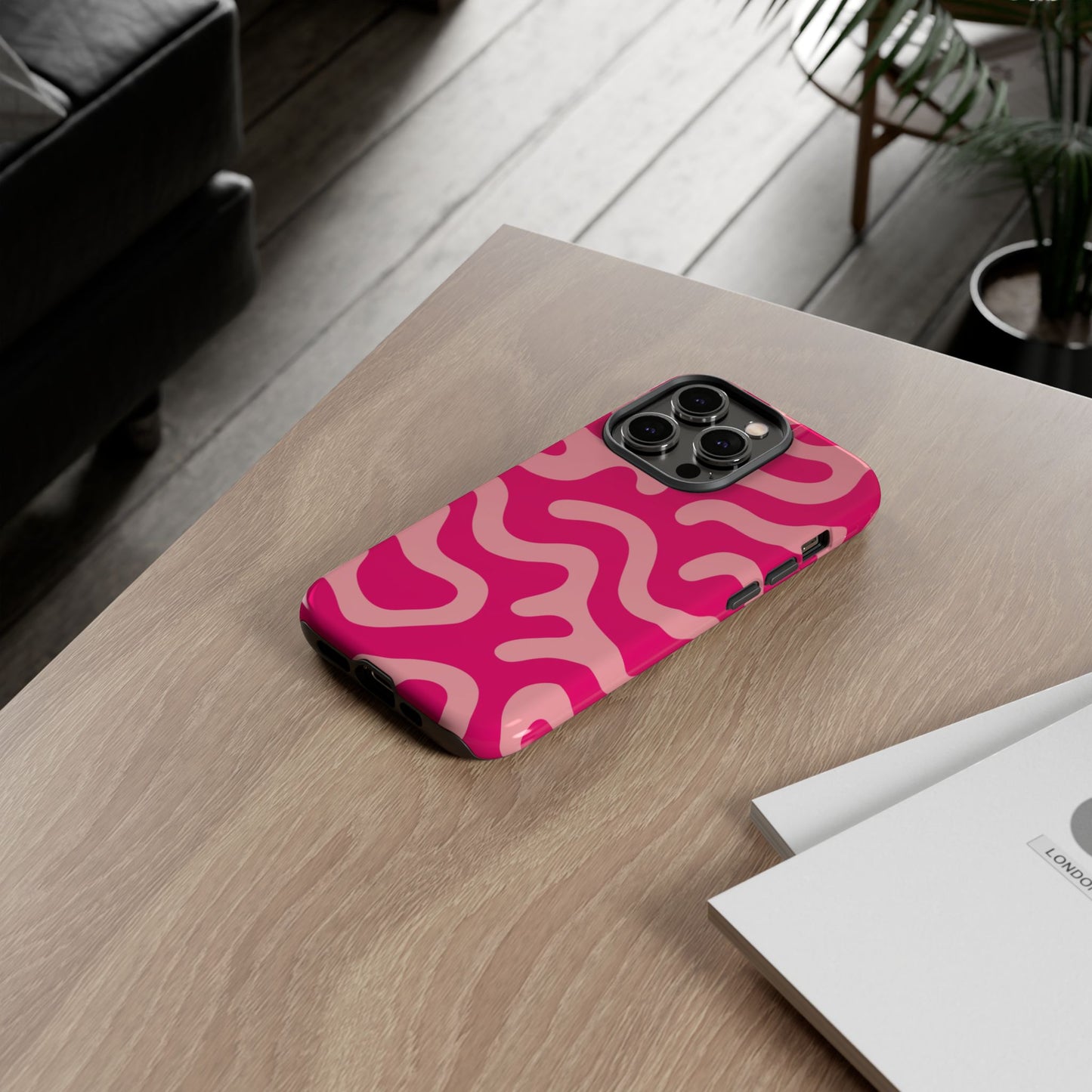 pink squiggle tough phone case