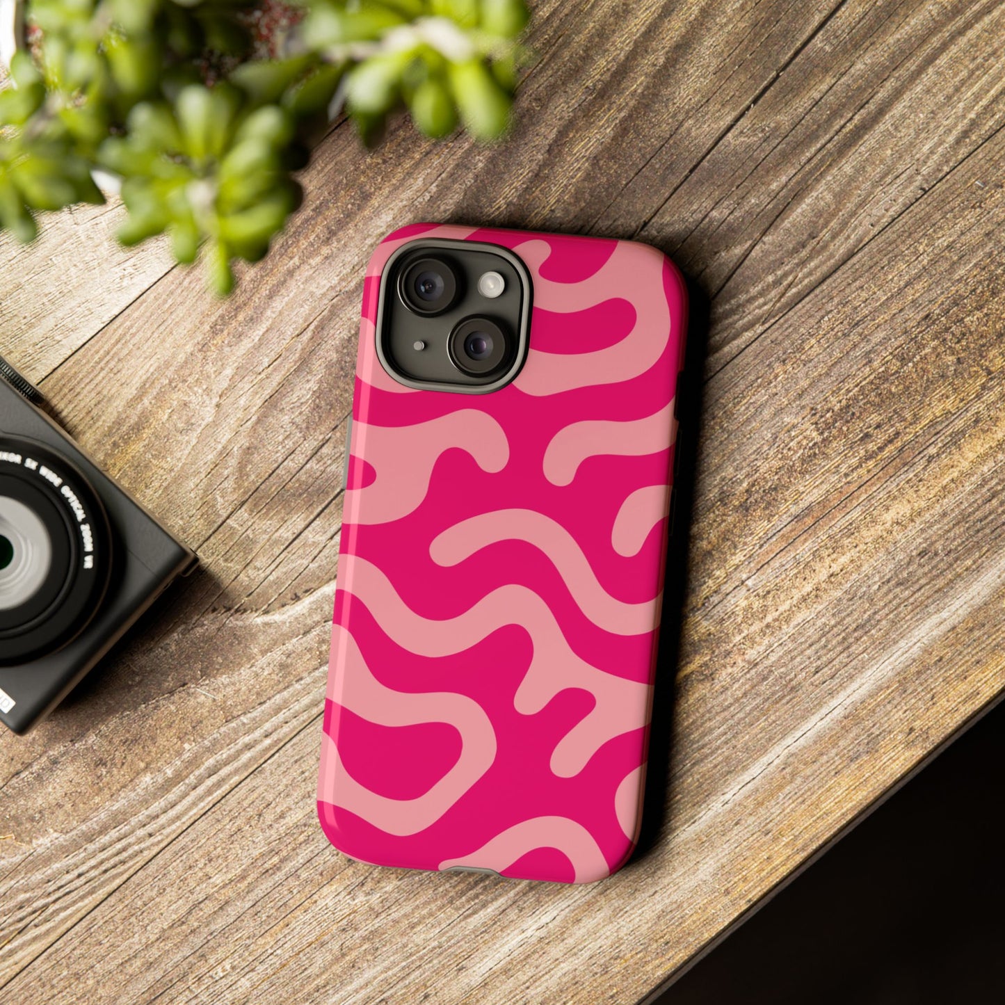 pink squiggle tough phone case
