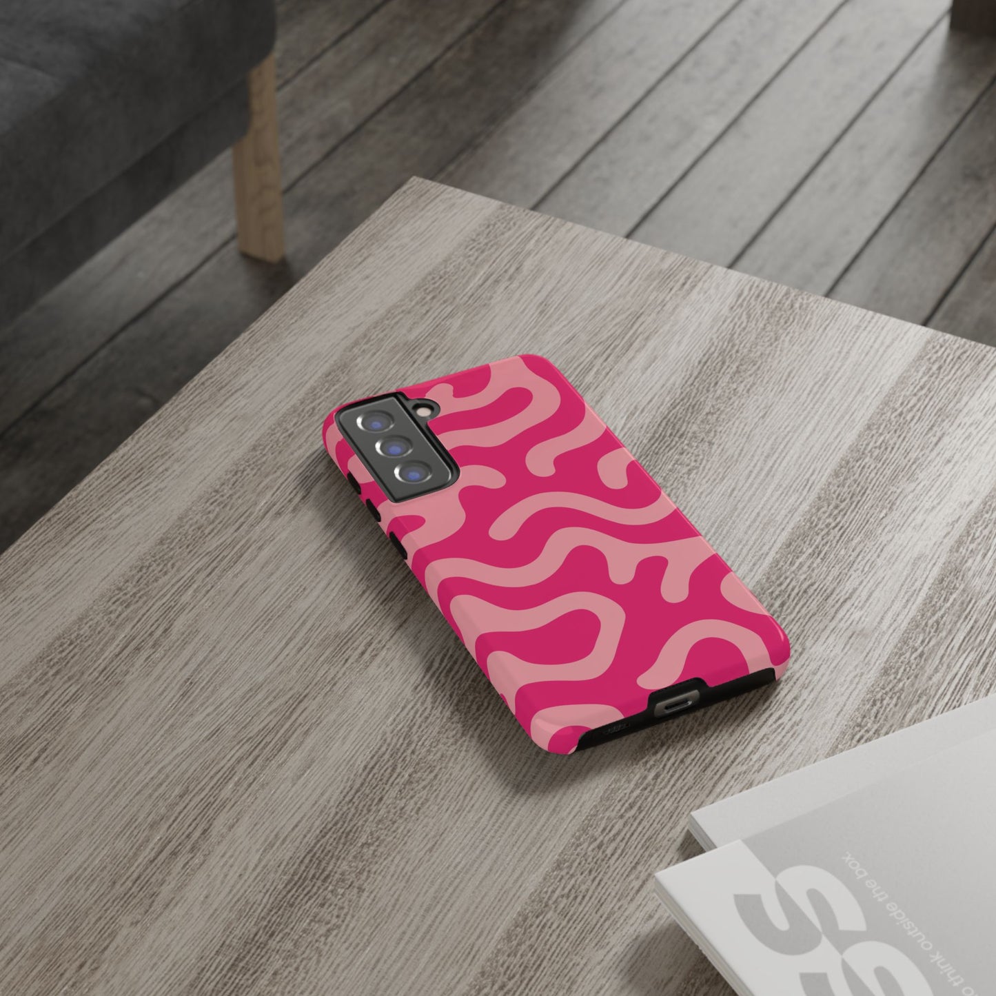 pink squiggle tough phone case