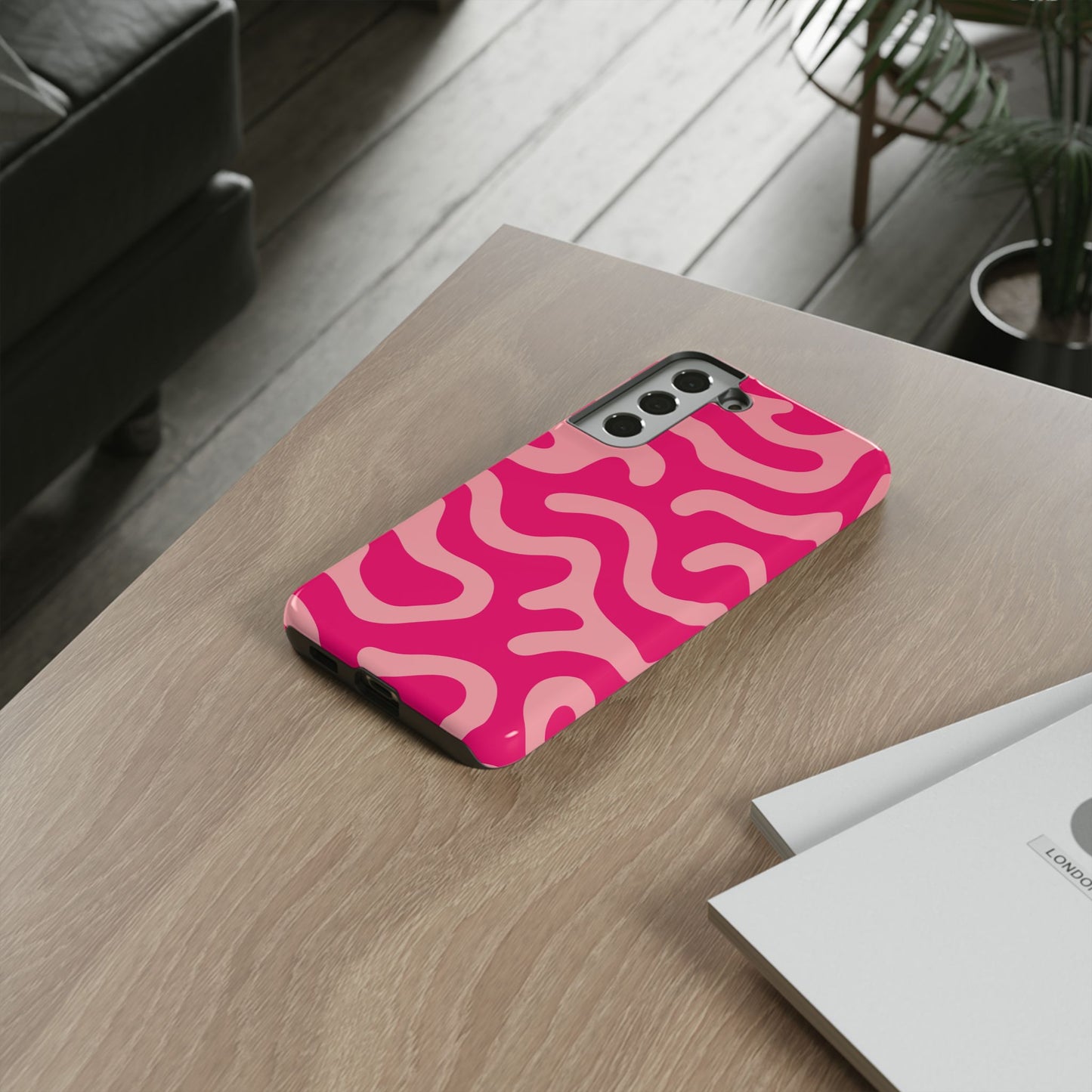 pink squiggle tough phone case