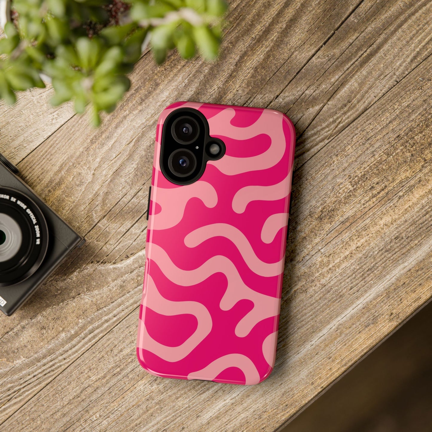 pink squiggle tough phone case