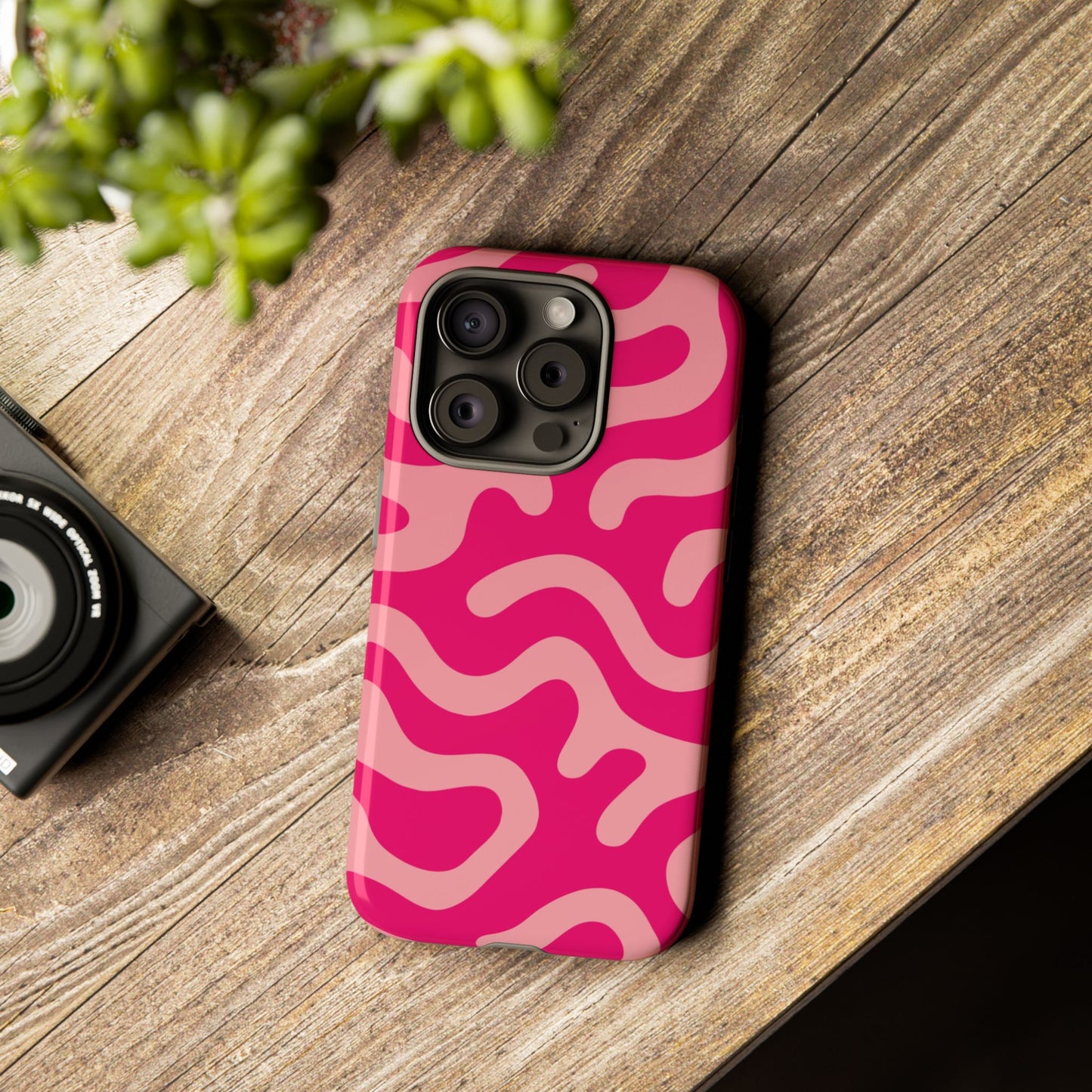 pink squiggle tough phone case