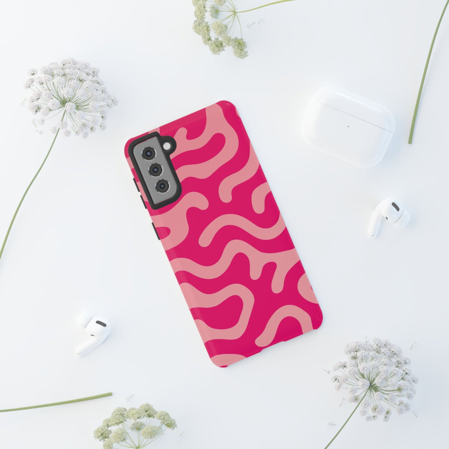 pink squiggle tough phone case