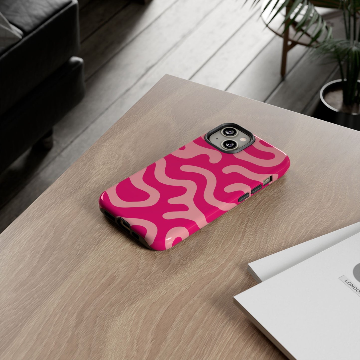 pink squiggle tough phone case