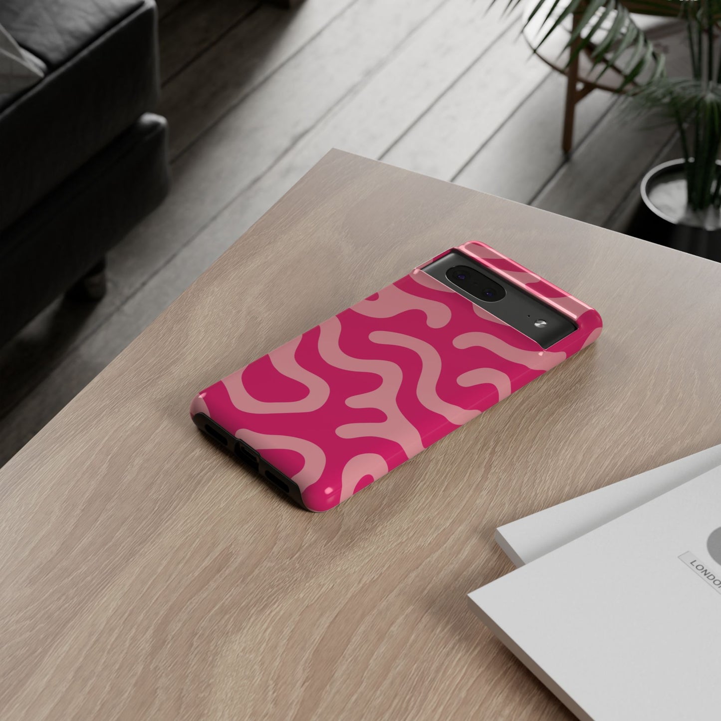 pink squiggle tough phone case