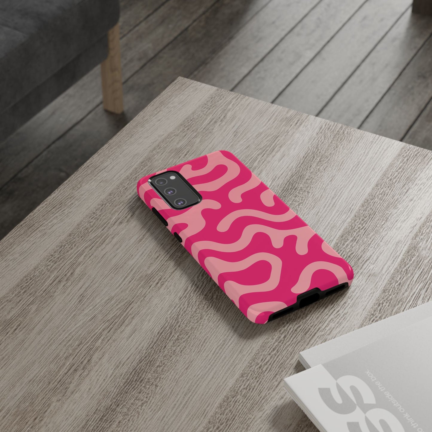 pink squiggle tough phone case