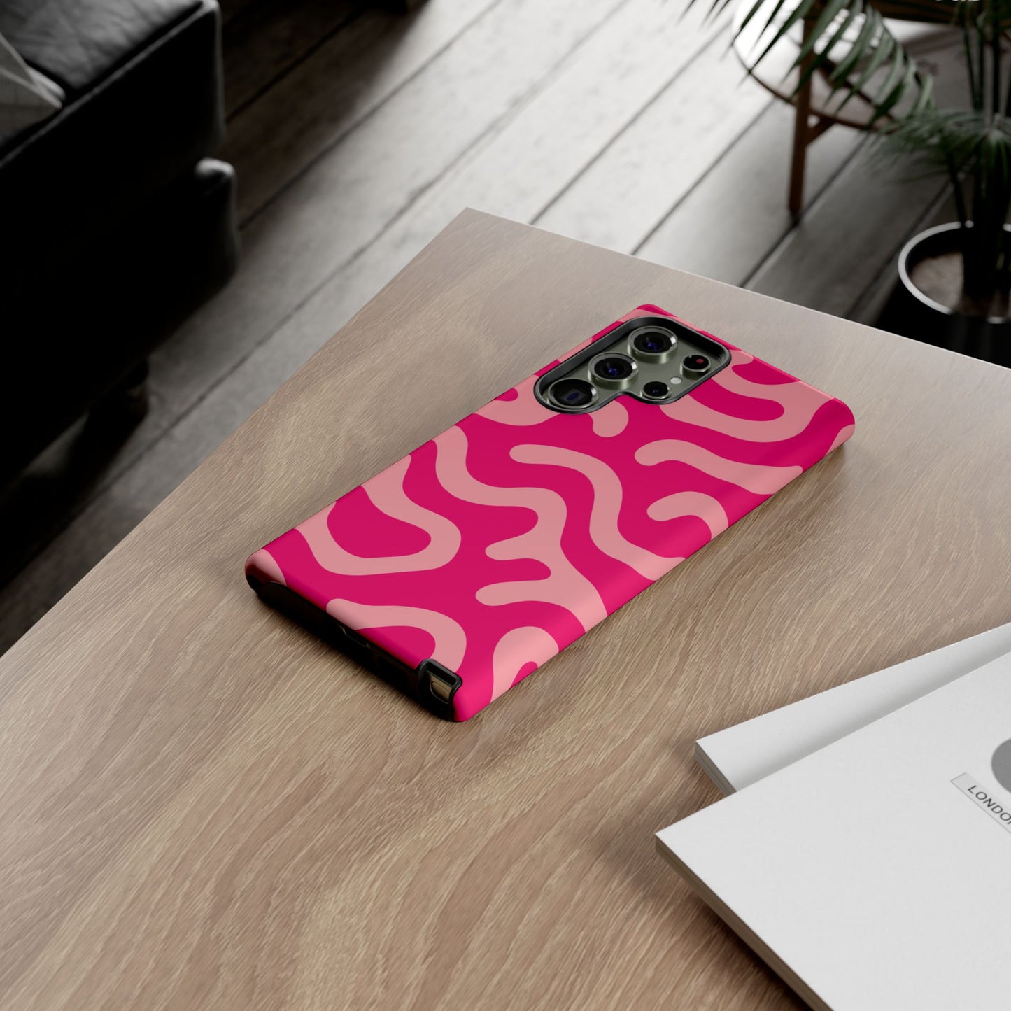 pink squiggle tough phone case