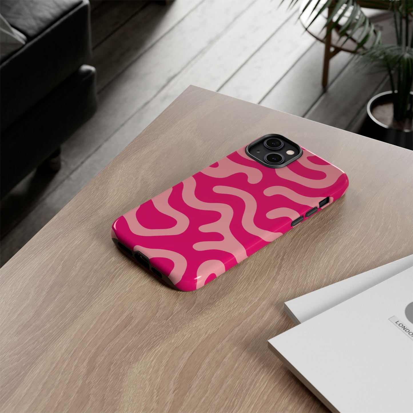 pink squiggle tough phone case