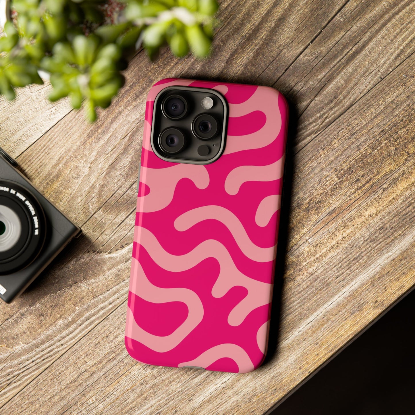 pink squiggle tough phone case