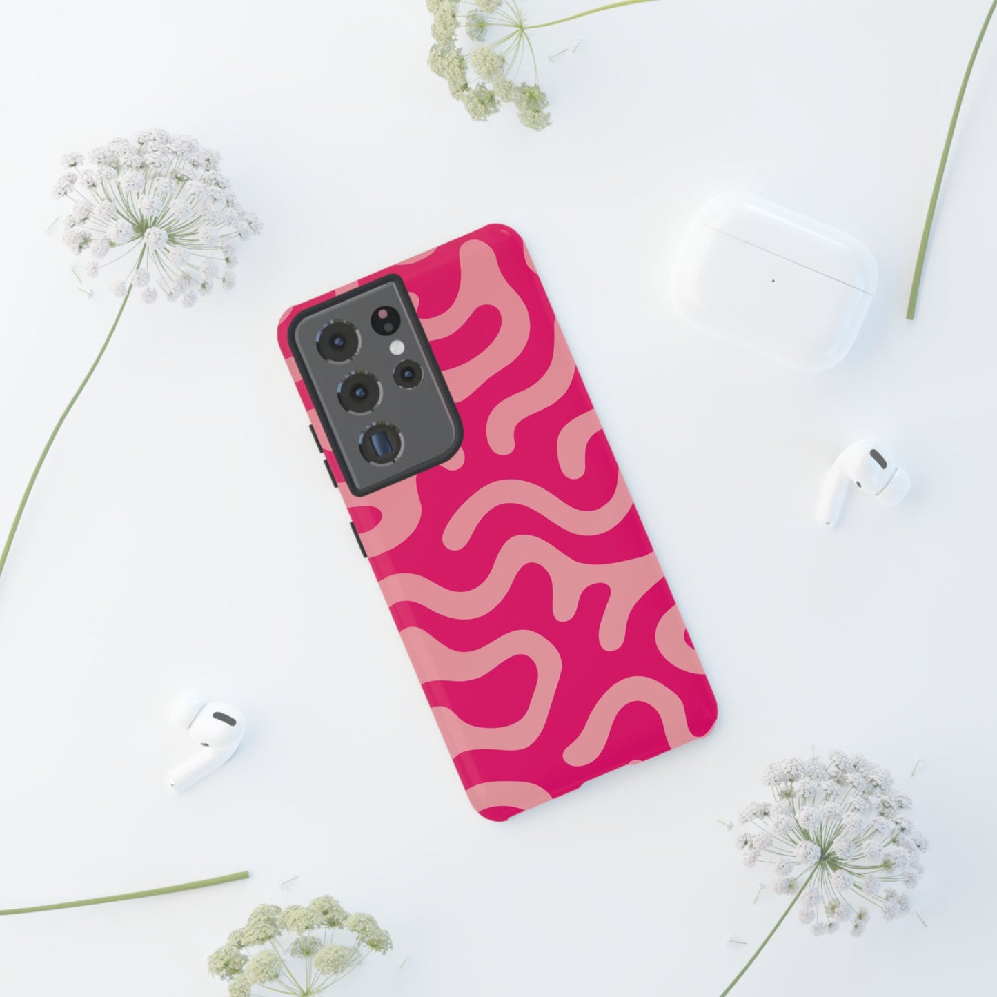 pink squiggle tough phone case