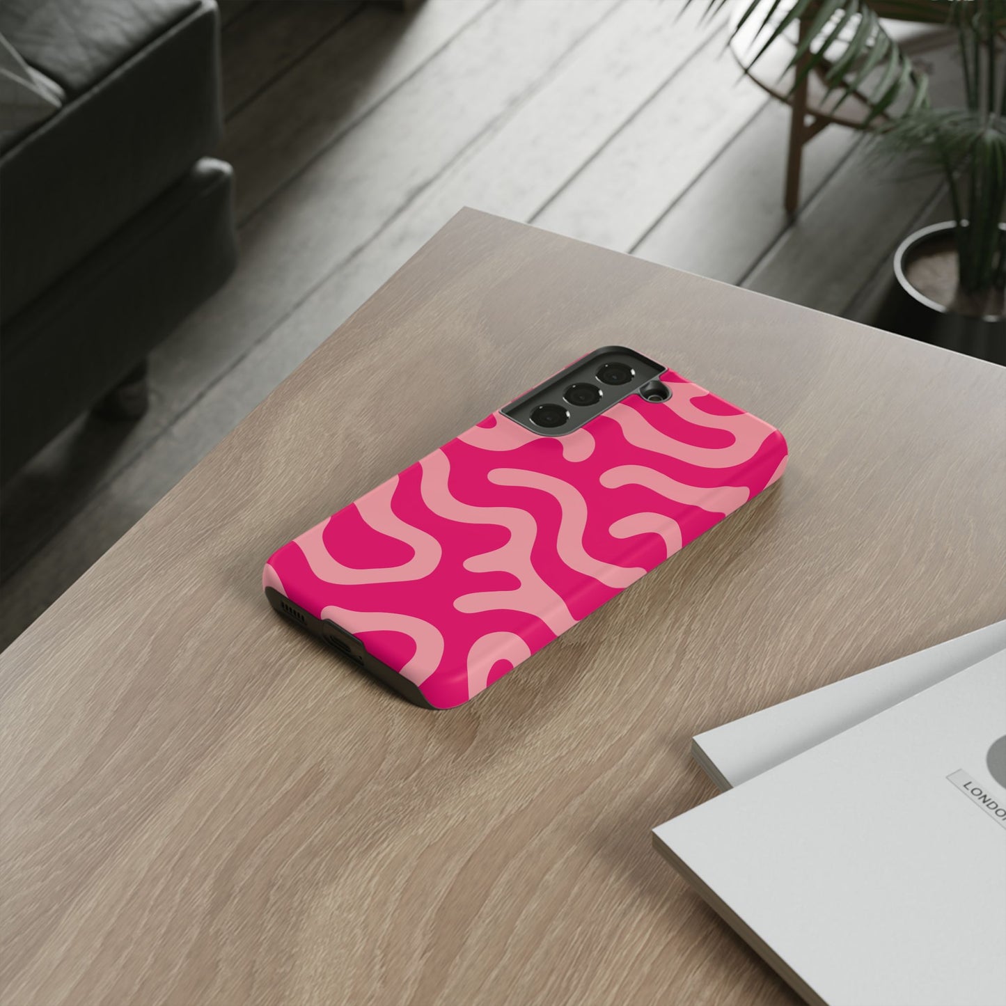 pink squiggle tough phone case