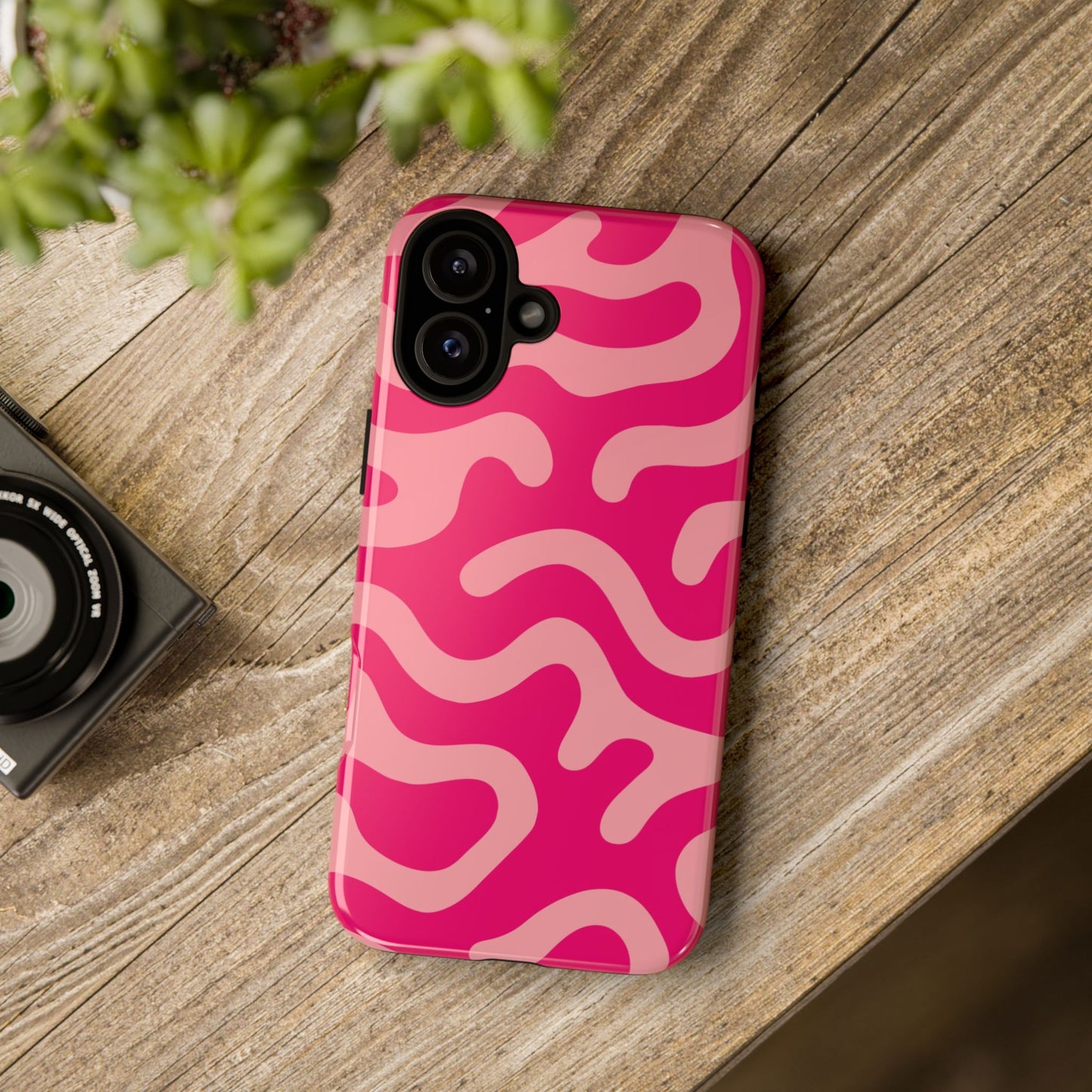 pink squiggle tough phone case