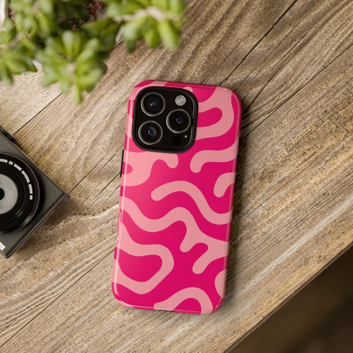 pink squiggle tough phone case