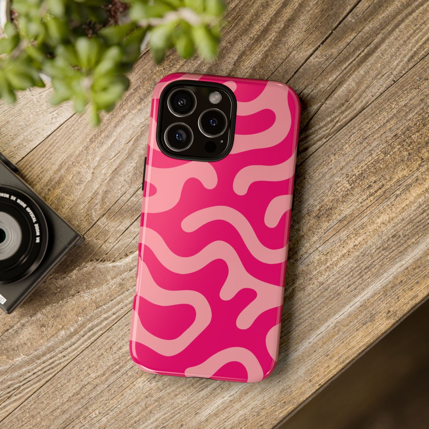 pink squiggle tough phone case