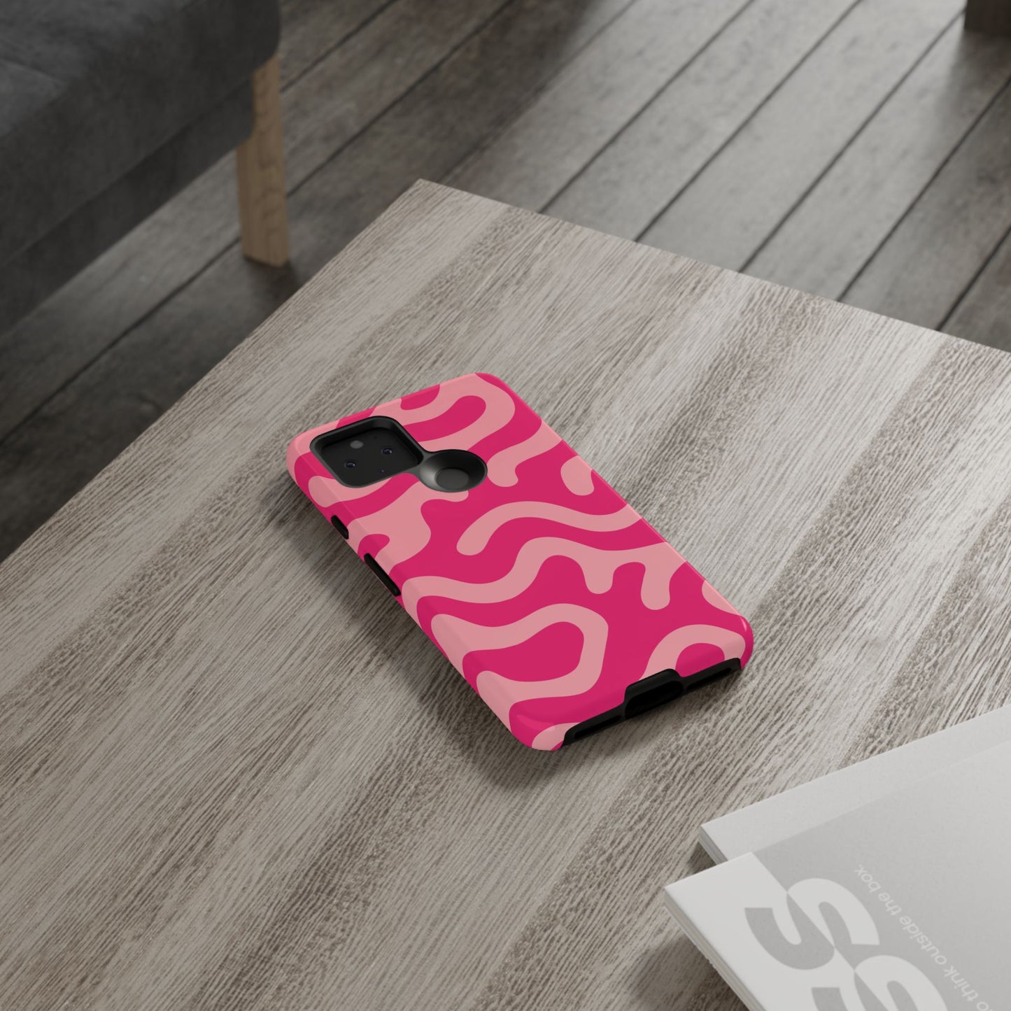 pink squiggle tough phone case