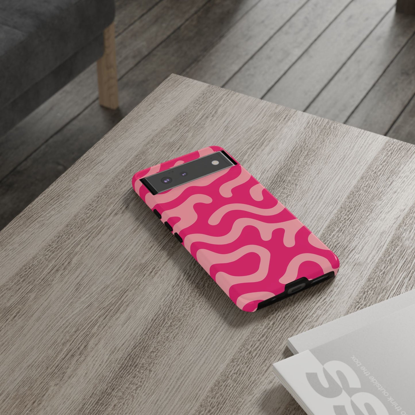 pink squiggle tough phone case