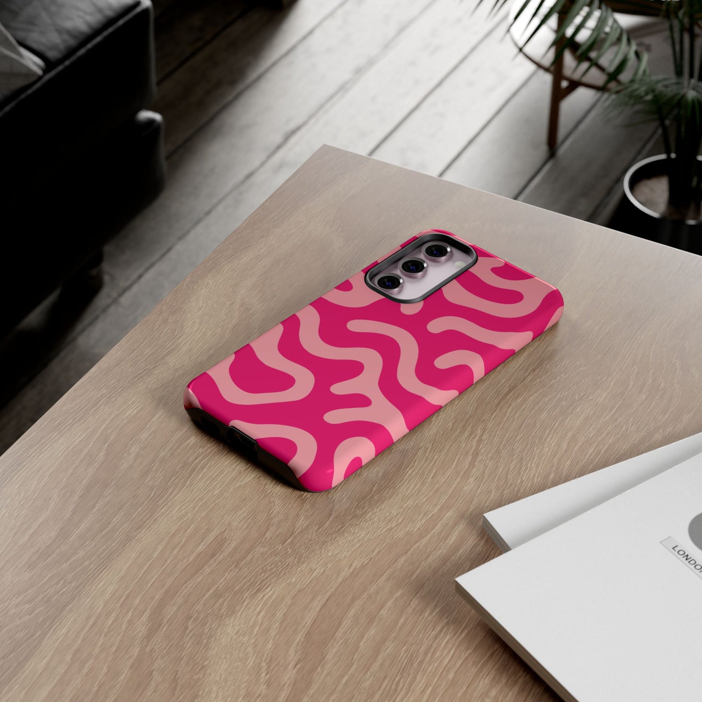 pink squiggle tough phone case