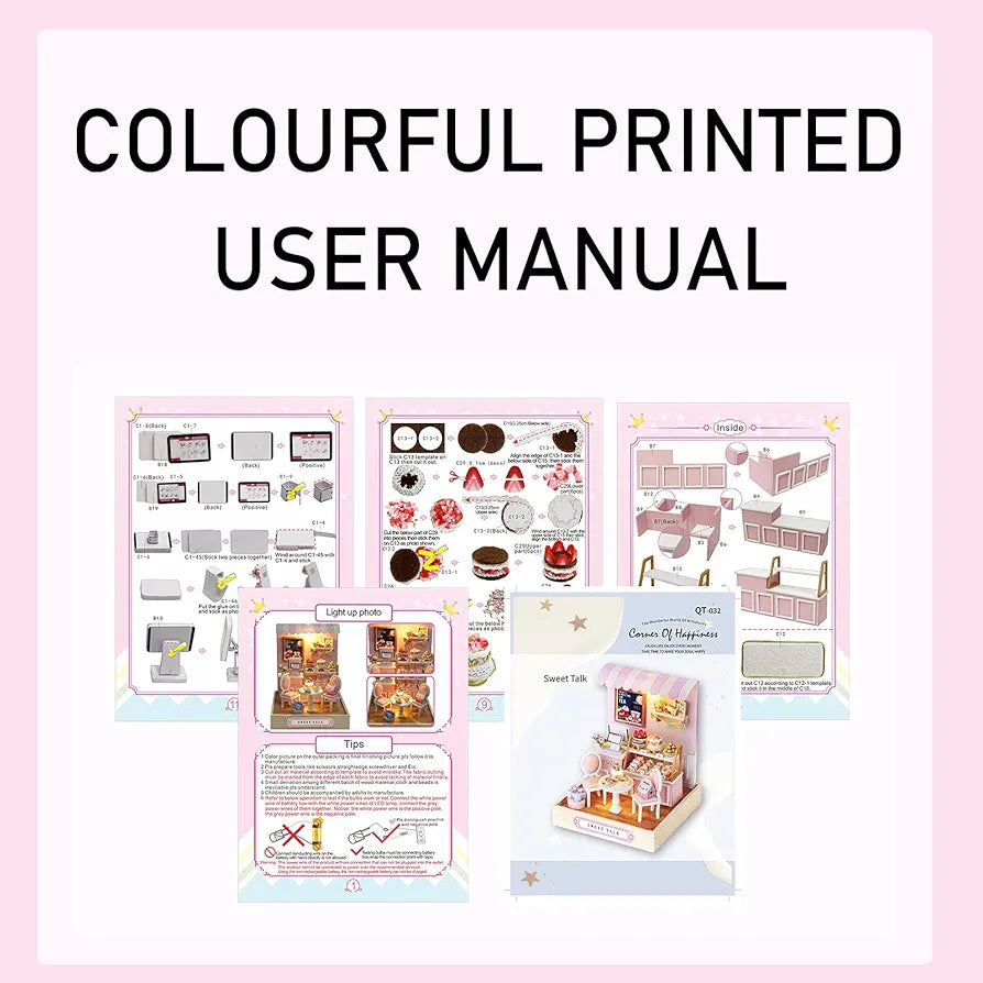 DIY Wooden Dollhouse Kit with Furniture and Dust Cover