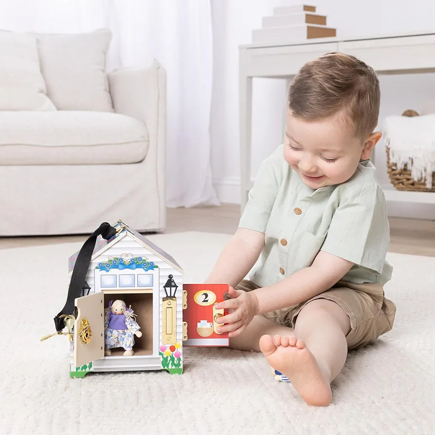Wooden Doorbell House Portable Playset