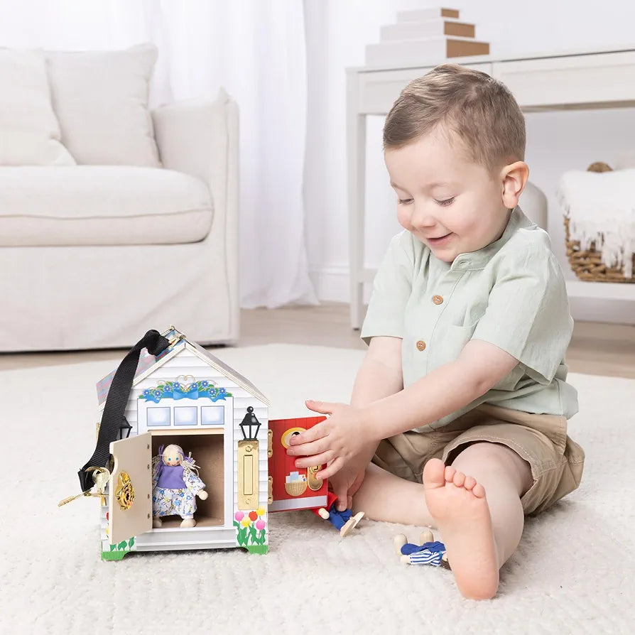 Wooden Doorbell House Portable Playset