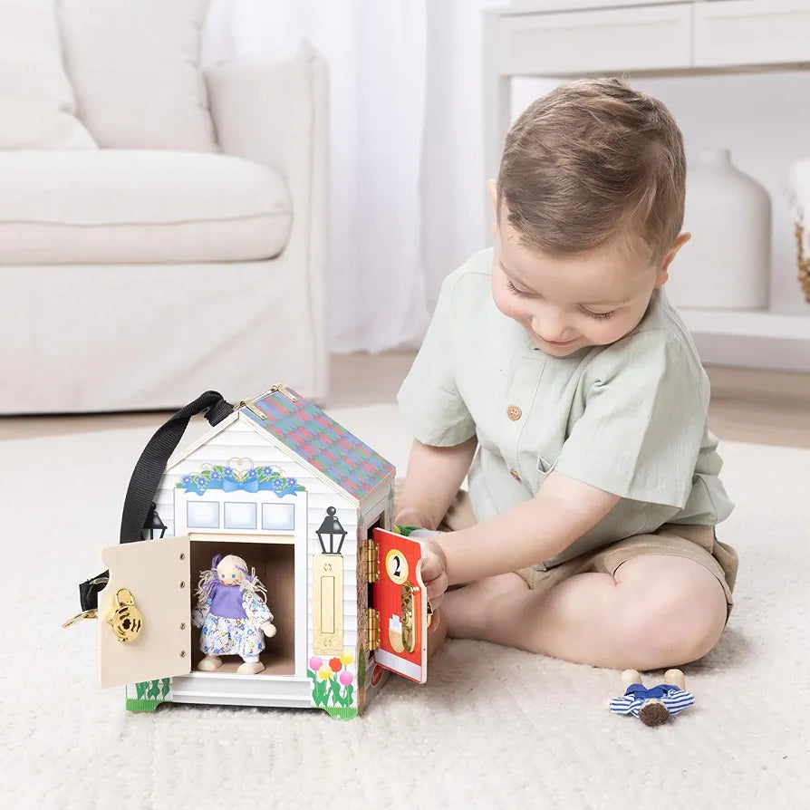 Wooden Doorbell House Portable Playset