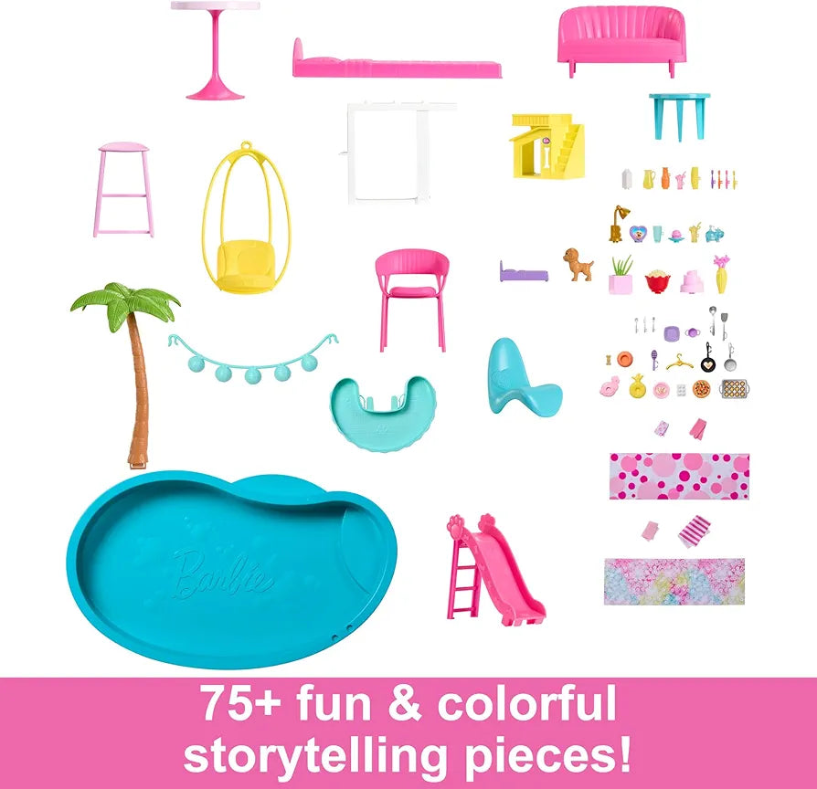 3-Storey Dollhouse with Pool and Accessories