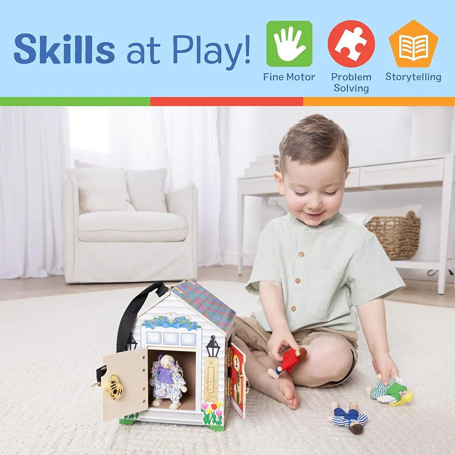 Wooden Doorbell House Portable Playset