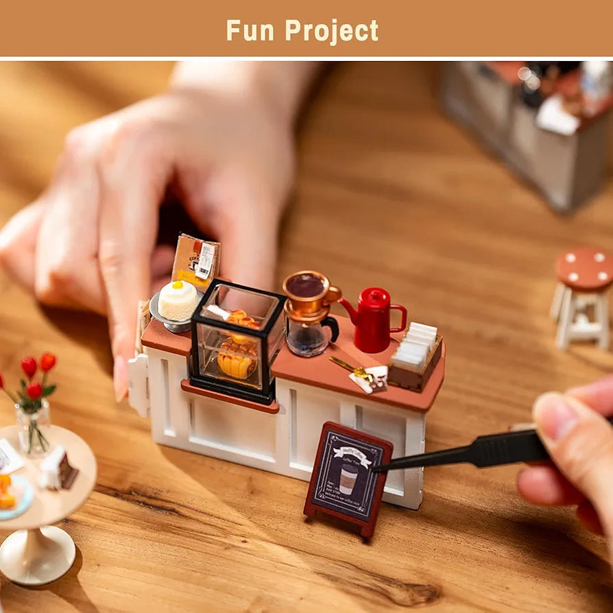 Miniature Wooden Dollhouse Kit with LED Lights