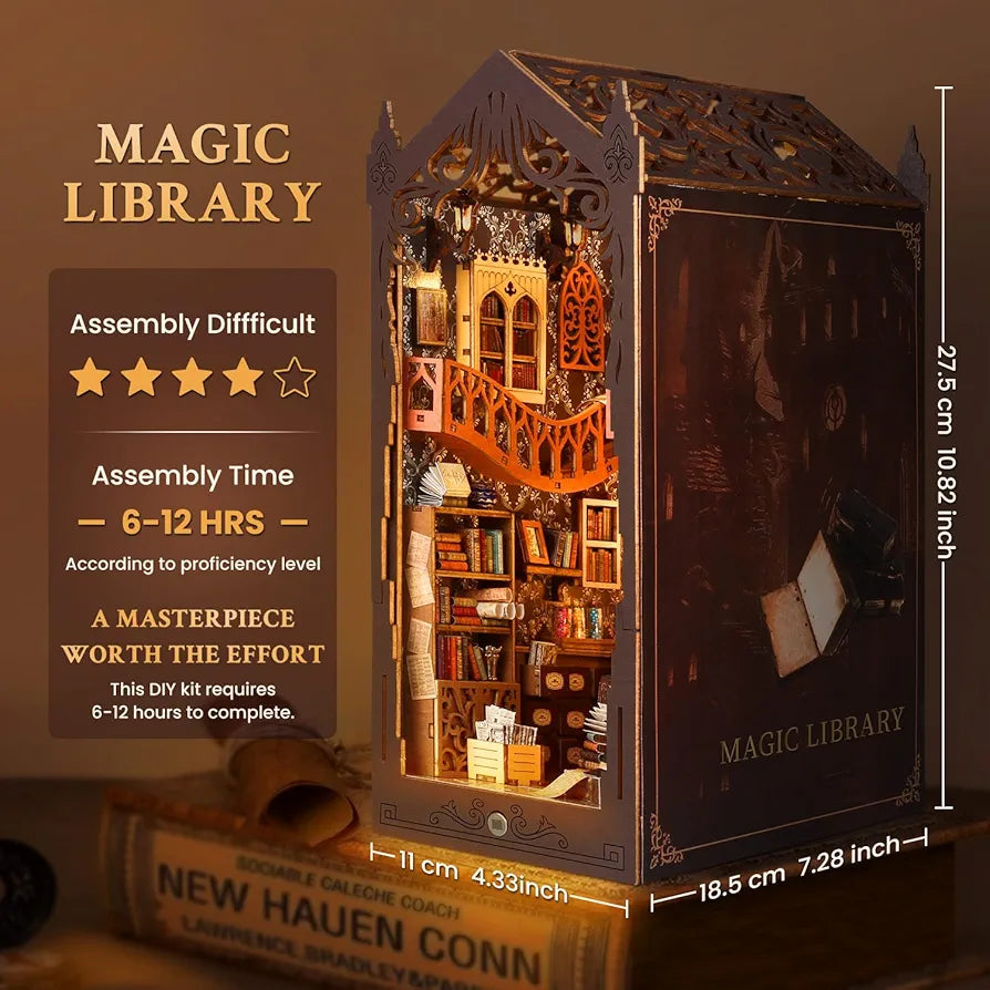 DIY Magic Miniature Book Nook 3D Wooden Puzzle Kit