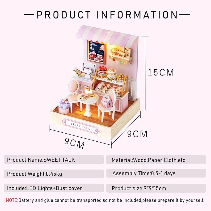 DIY Wooden Dollhouse Kit with Furniture and Dust Cover