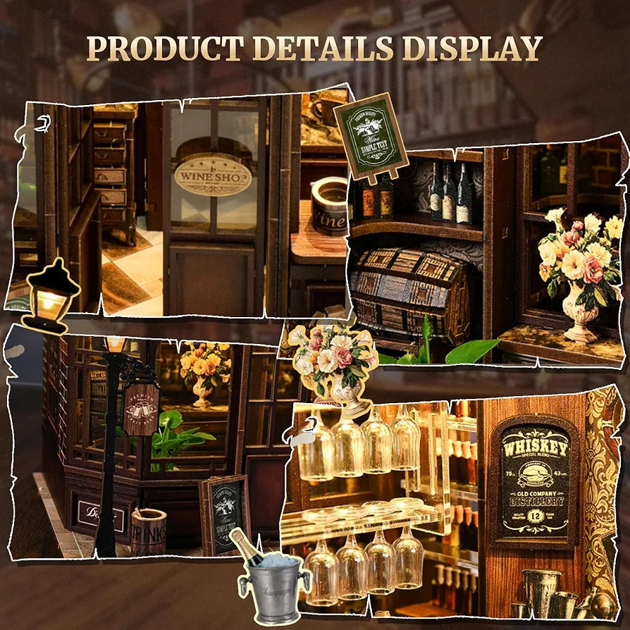 DIY Miniature House Book Nook Kit with Sensor LED Light