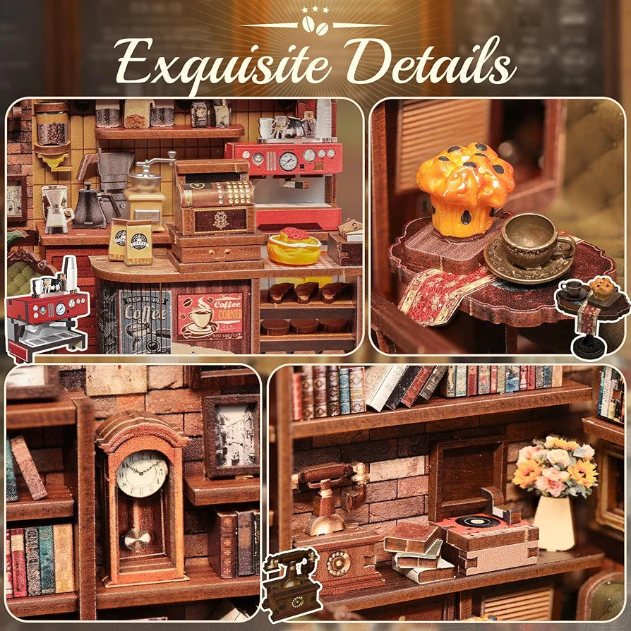 DIY Miniature Book Nook Kit with LED and Dust Cover