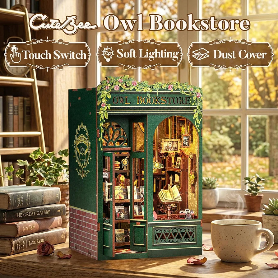 Owl Bookstore 3D Wooden Puzzle DIY Miniature House