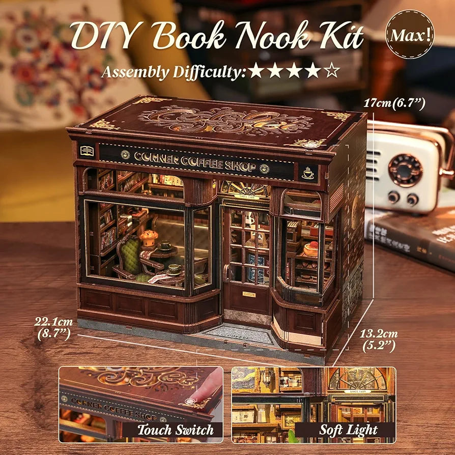 DIY Miniature Book Nook Kit with LED and Dust Cover