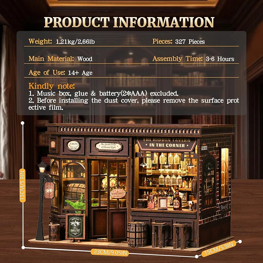 DIY Miniature House Book Nook Kit with Sensor LED Light