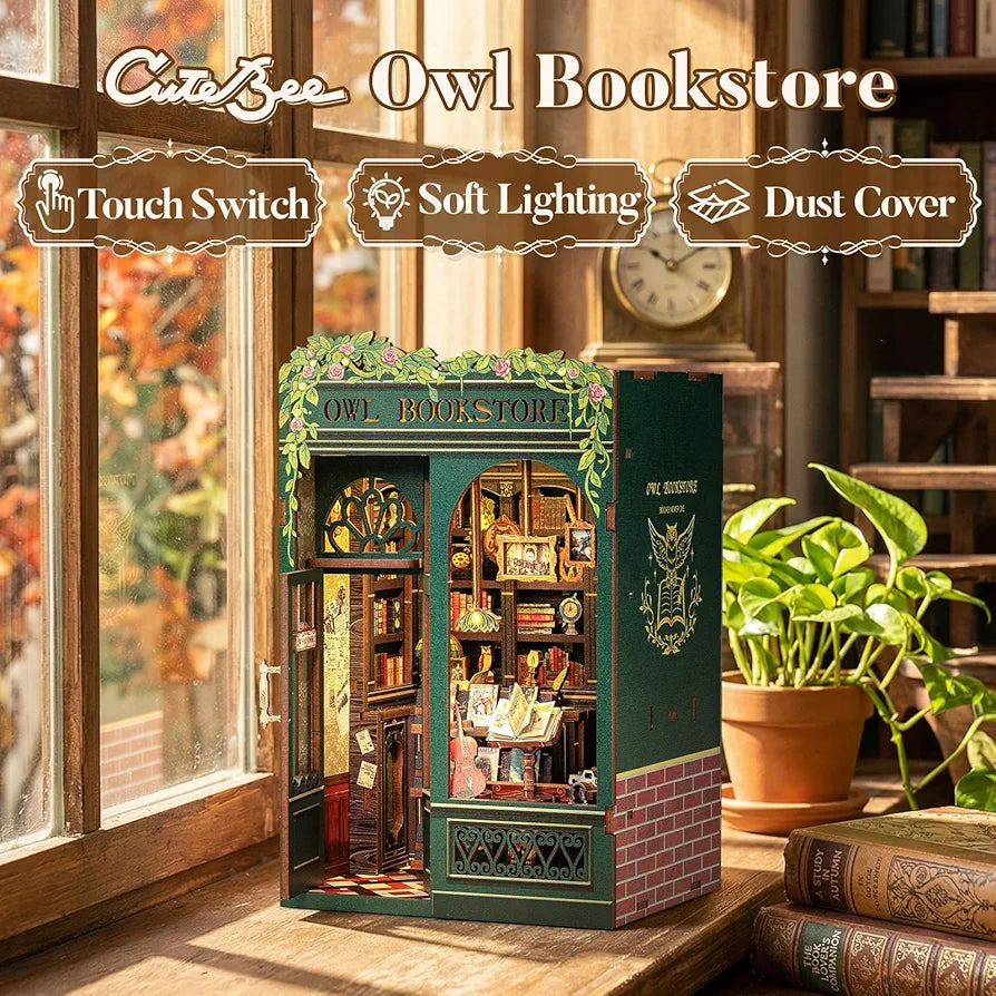 Owl Bookstore 3D Wooden Puzzle DIY Miniature House