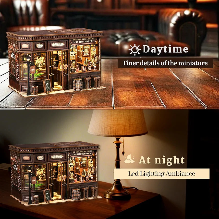 DIY Miniature House Book Nook Kit with Sensor LED Light
