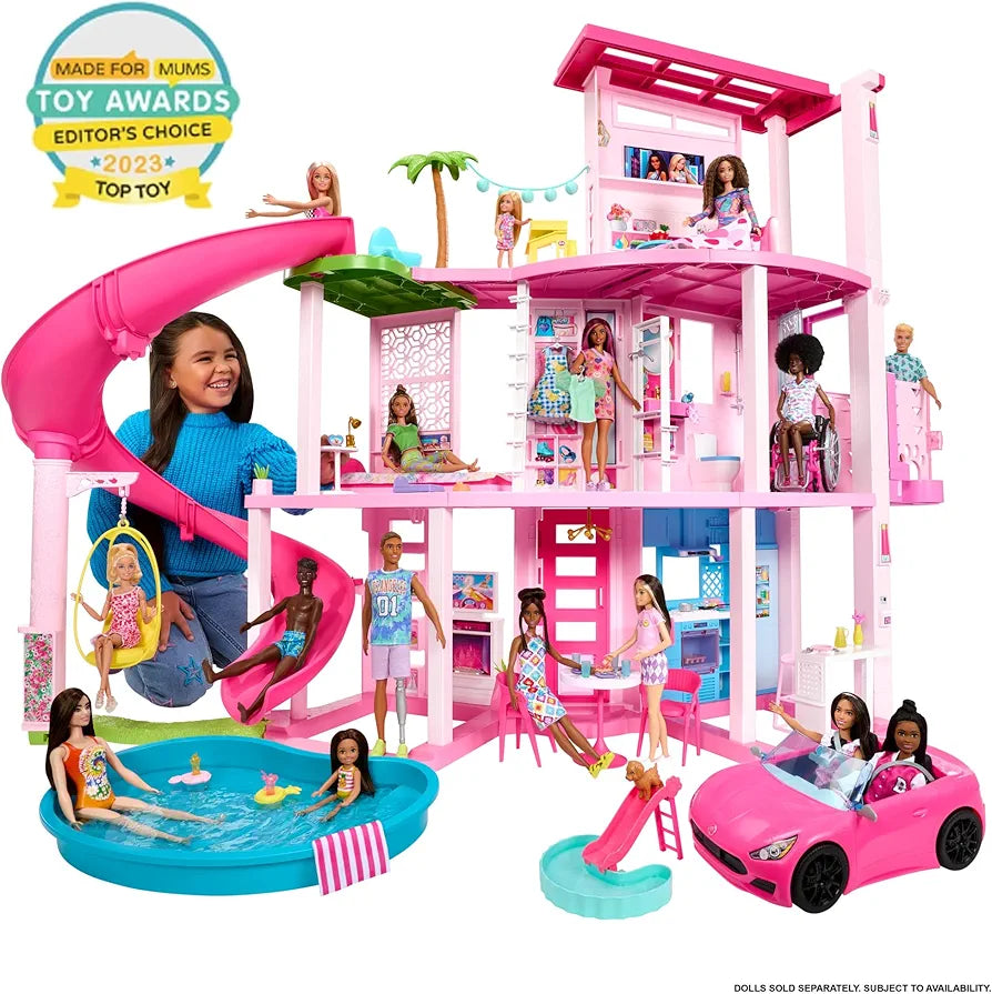 3-Storey Dollhouse with Pool and Accessories