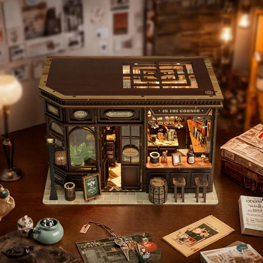 DIY Miniature House Book Nook Kit with Sensor LED Light