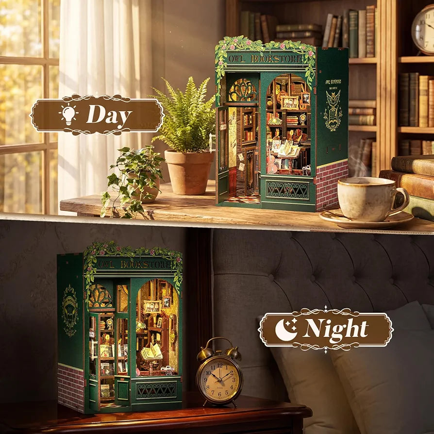 Owl Bookstore 3D Wooden Puzzle DIY Miniature House