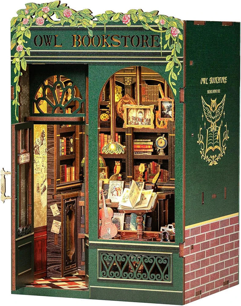 Owl Bookstore 3D Wooden Puzzle DIY Miniature House